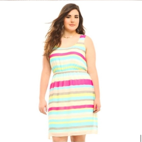 Torrid Pastel Stripe Chiffon Tank Dress - Size 3 - Picture 1 of 9